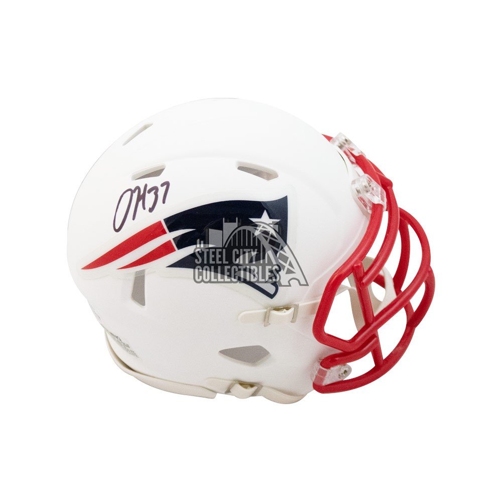 Damien Harris Autographed Patriots Flat White Mini Football Helmet