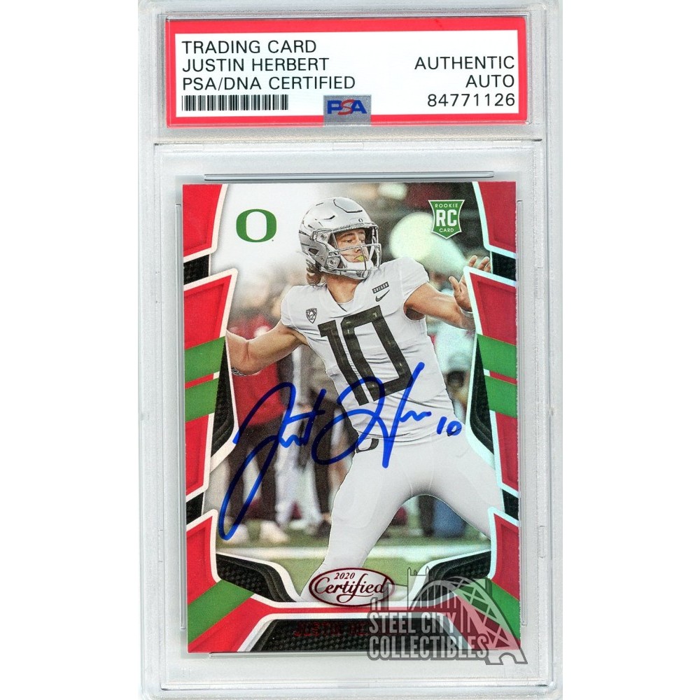Justin Herbert 2020 Panini Certified Red Autograph Rookie Card #4 PSA/DNA |  Steel City Collectibles