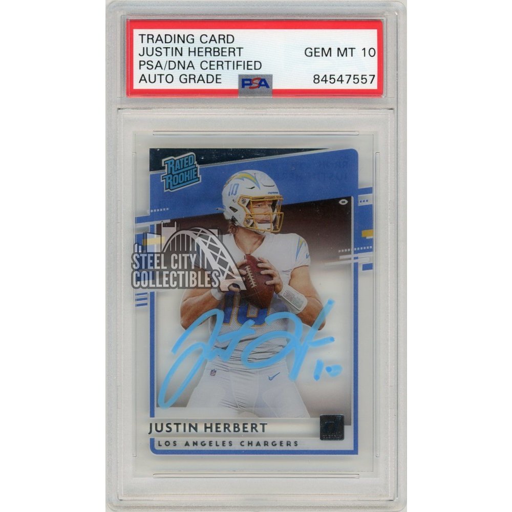 Justin Herbert 2020 Chronicles Clearly Donruss Rated Rookie Autograph  PSA/DNA 10 | Steel City Collectibles