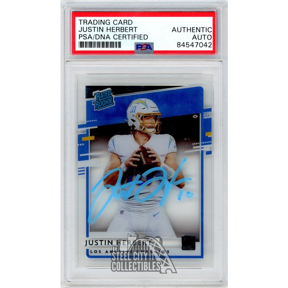 Justin Herbert 2020 Chronicles Clearly Donruss Rated Rookie Autograph PSA/DNA