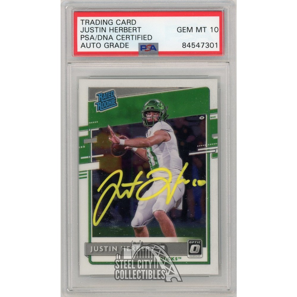 Justin Herbert 2020 Panini Chronicles Draft Optic Auto Rookie Card #4 -  PSA/DNA 10 (Yellow) | Steel City Collectibles