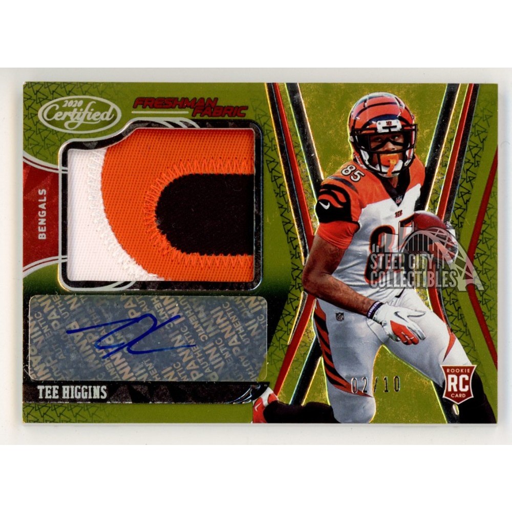NFLカード Tee Higgins 世界1枚限定パッチカード含む3枚セット Tee Higgins 2020 Panini Certified Gold Autograph Rookie