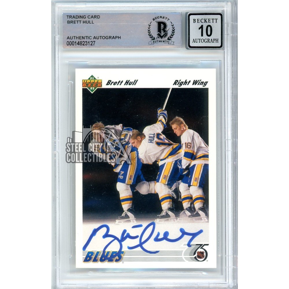 Brett Hull 199192 Upper Deck Hockey Autograph Card 464 BAS 10 Steel