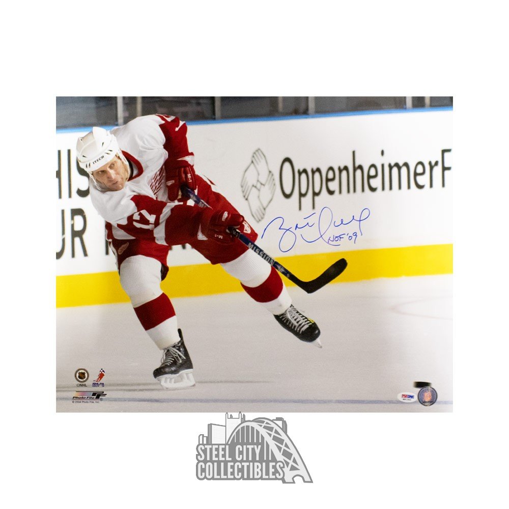 Brett Hull Autographed Detroit Custom Red Hockey Jersey HOF 09 Inscription - BAS COA