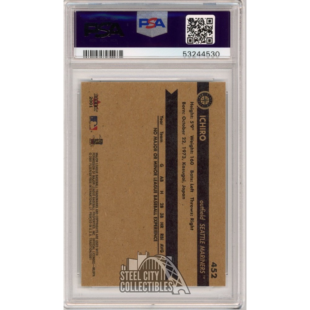 Ichiro 2001 Fleer Tradition Baseball Rookie Card #452 PSA 10 Gem
