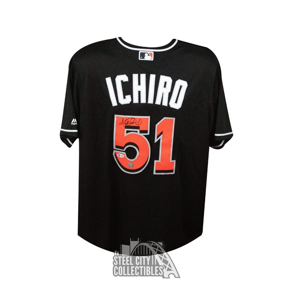 Ichiro Suzuki Autographed Miami Marlins Majestic Black Baseball Jersey -  BAS COA
