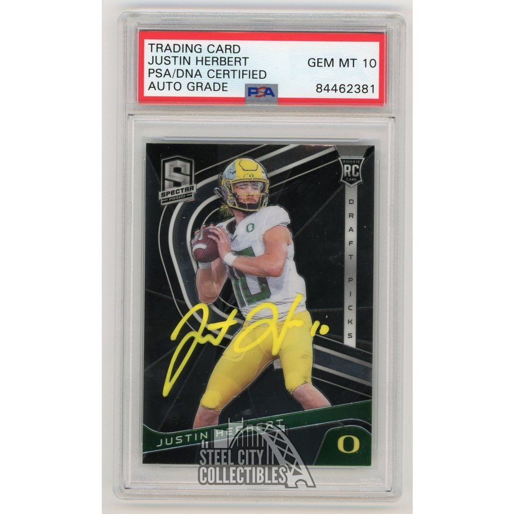Justin Herbert 2020 Panini Chronicles Draft Picks Spectra Auto Rookie Card  #4 - PSA/DNA 10 | Steel City Collectibles