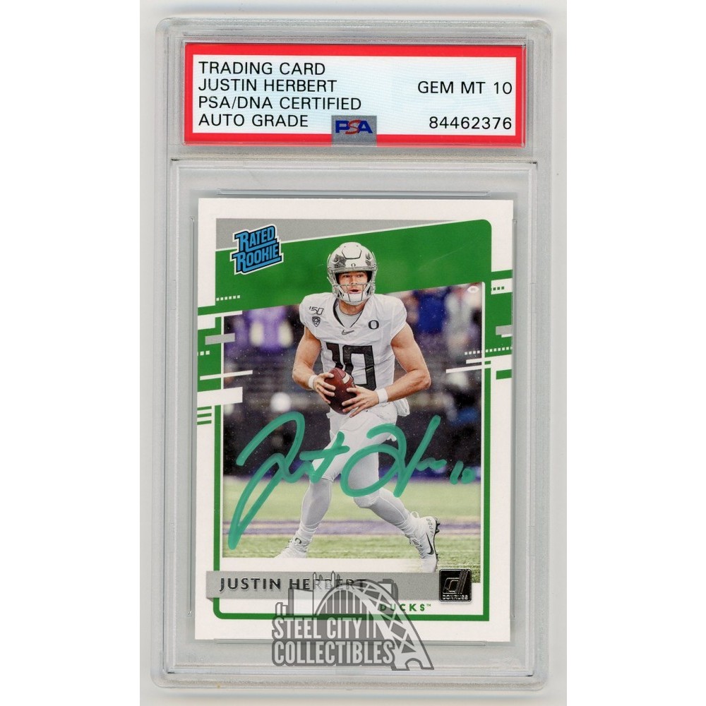 Justin Herbert 2020 Panini Chronicles Draft Picks Donruss Rated Rookie Auto  Card #4 - PSA/DNA 10 | Steel City Collectibles