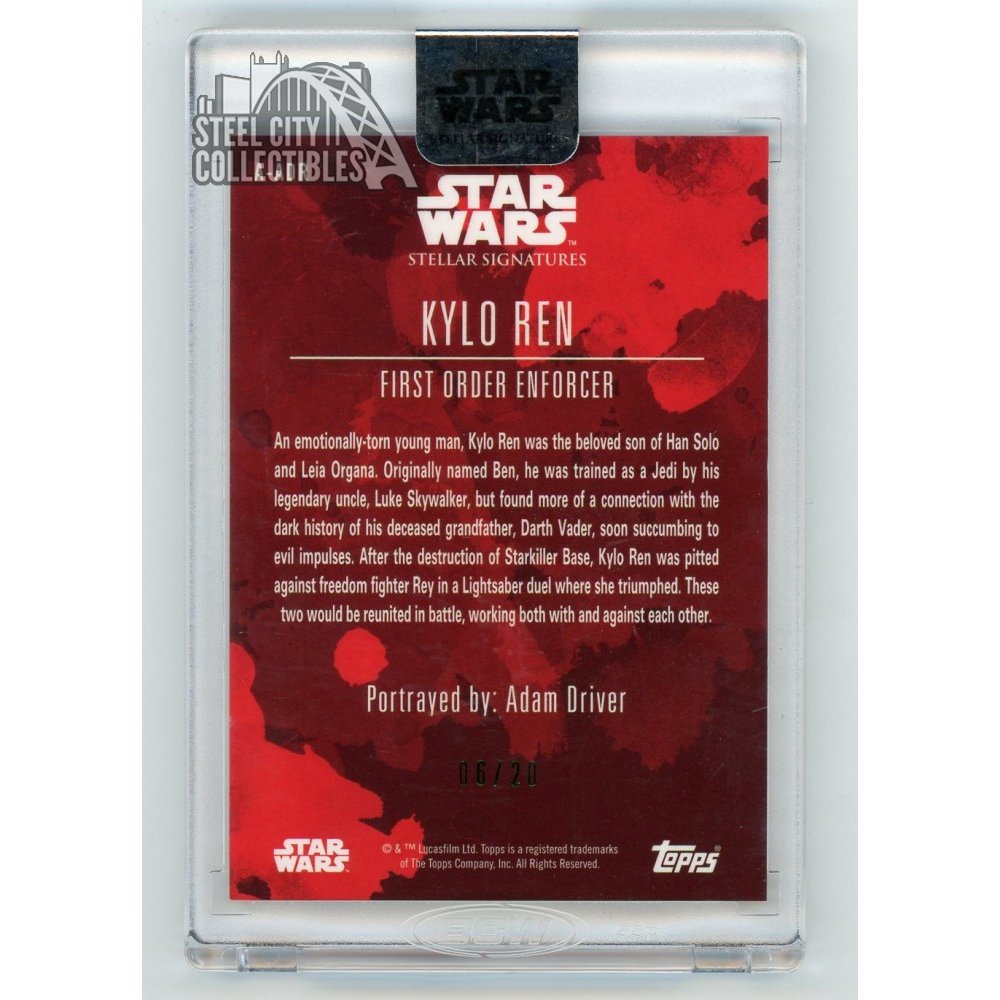 Adam Driver Kylo Ren 2019 Topps Star Wars Stellar Signatures