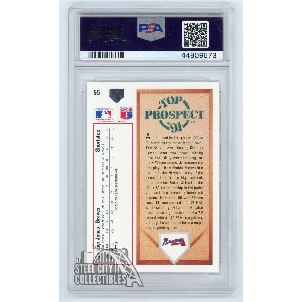 Chipper Jones 1991 Upper Deck Autographed Rookie RC Card - PSA/DNA COA |  Steel City Collectibles