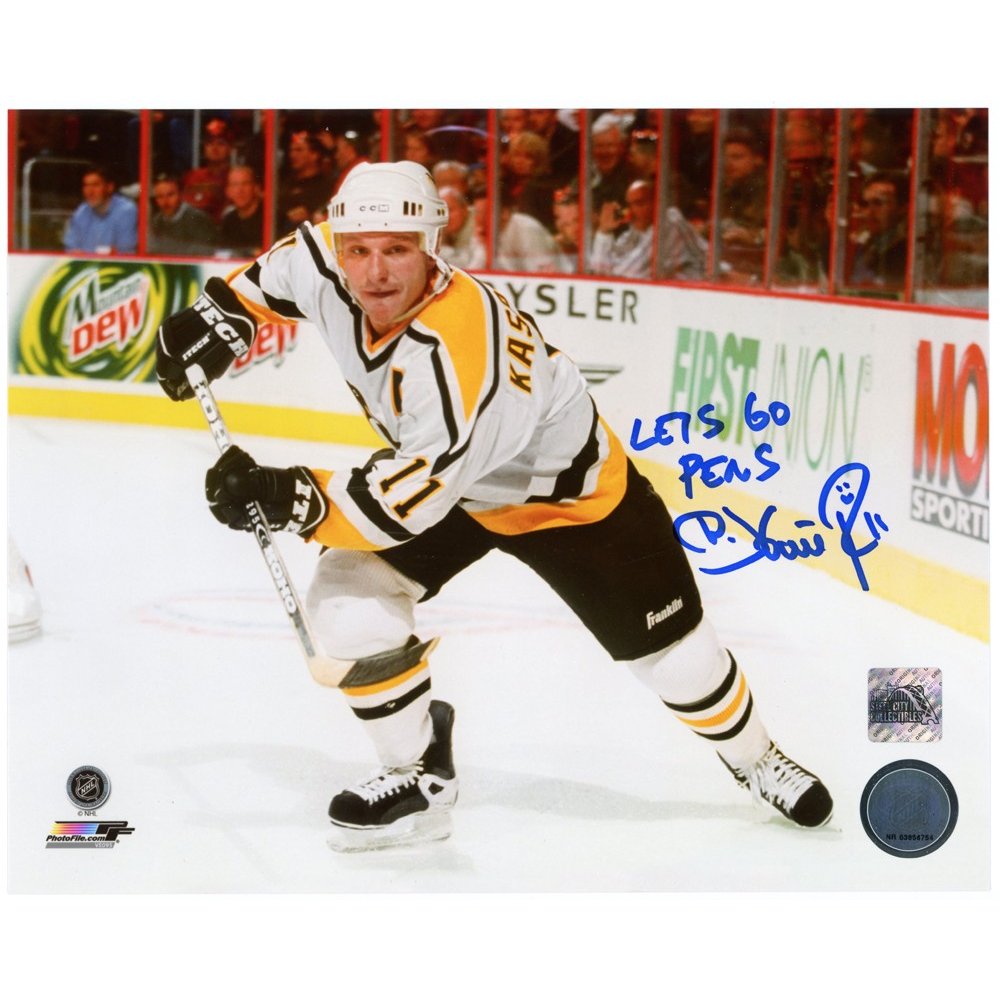 Darius Kasparaitis Autographed Pittsburgh Penguins Lets Go Pens Inscription 8x10 Photo Scc Coa Steel City Collectibles