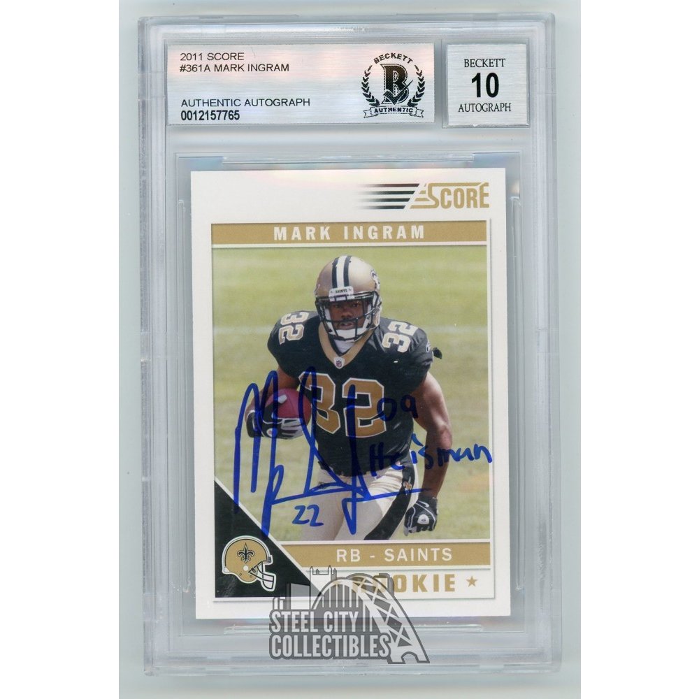 Mark Ingram 09 Heisman 2011 Score Autographed Rookie Rc Card 361a Bas 10 Steel City Collectibles
