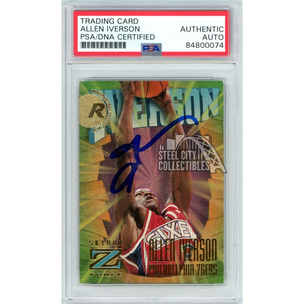 Allen Iverson 1996-97 Fleer Skybox Z Force Autograph Rookie Card #151 ...
