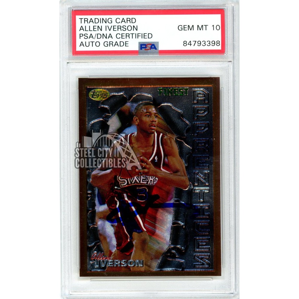 Allen Iverson 1996-97 Topps Finest Autograph Rookie Card #69 PSA