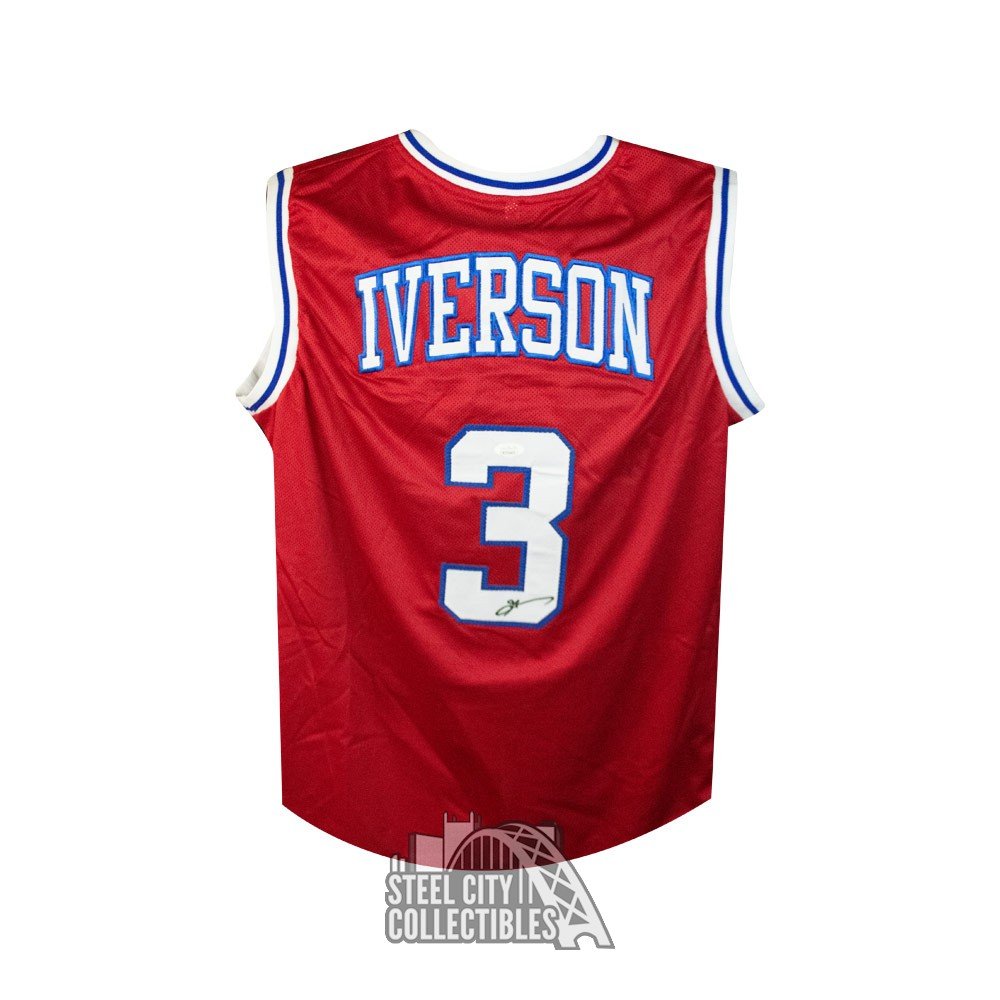 Allen Iverson Autographed Philadelphia Custom Red Basketball Jersey - JSA  COA