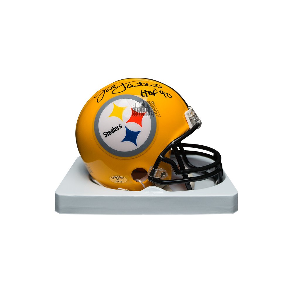 Jack Lambert Autographed Pittsburgh Steelers Gold Mini Helmet - Lambert 58  Hologram