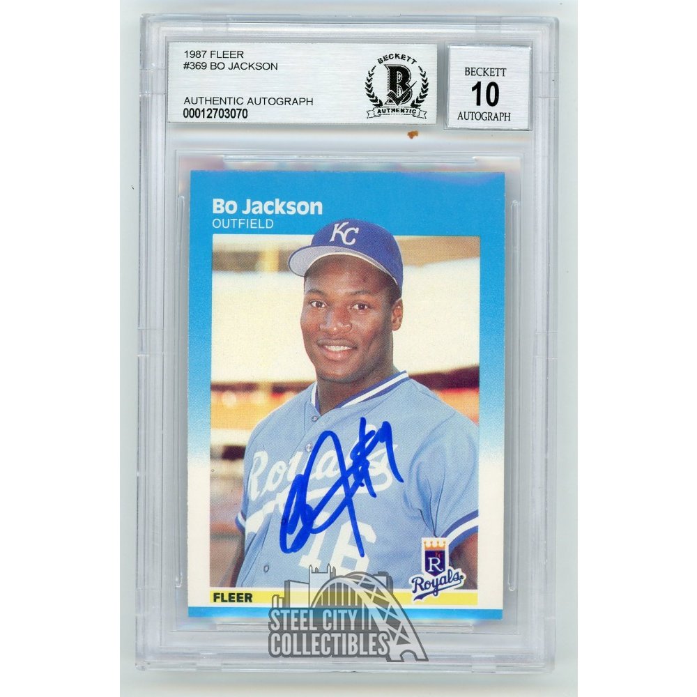Bo Jackson 1987 Fleer Autographed Card 369 BAS 10 Steel City 