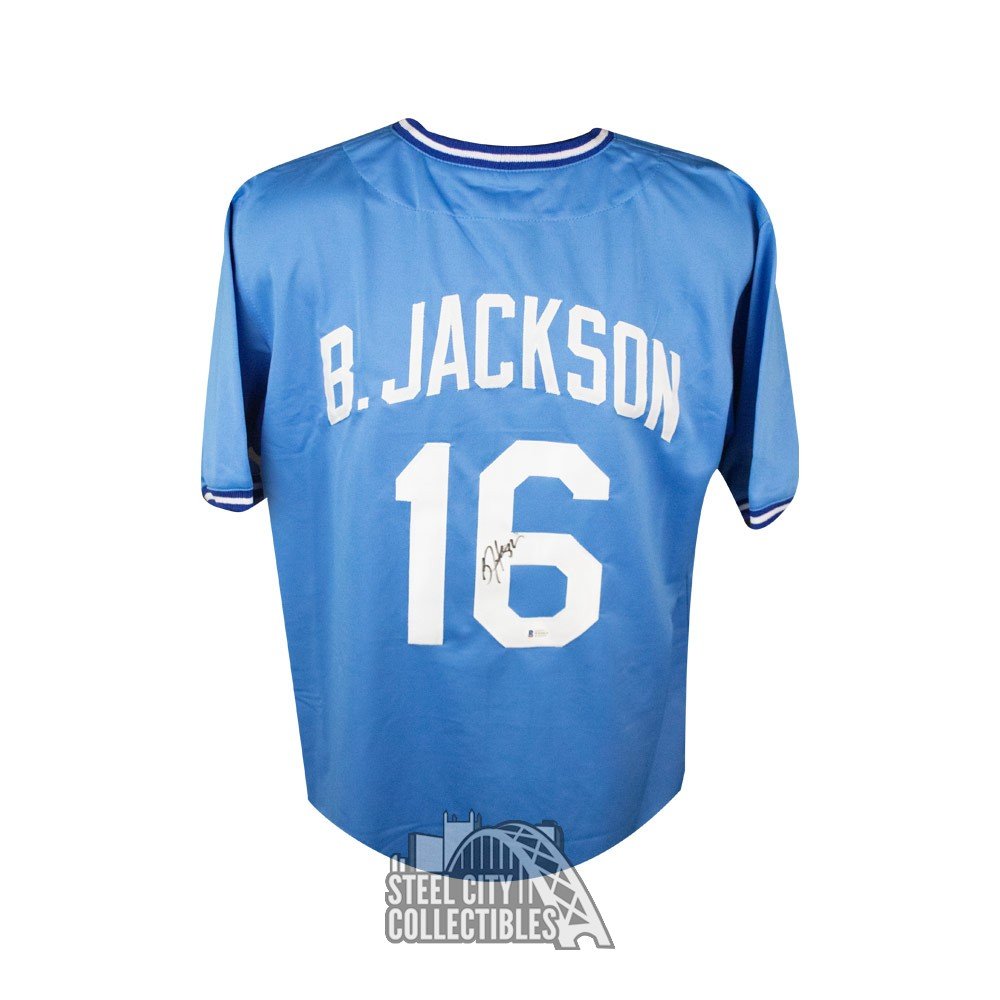 Bo Jackson Autographed Kansas City Custom Blue Baseball Jersey - BAS COA (B)