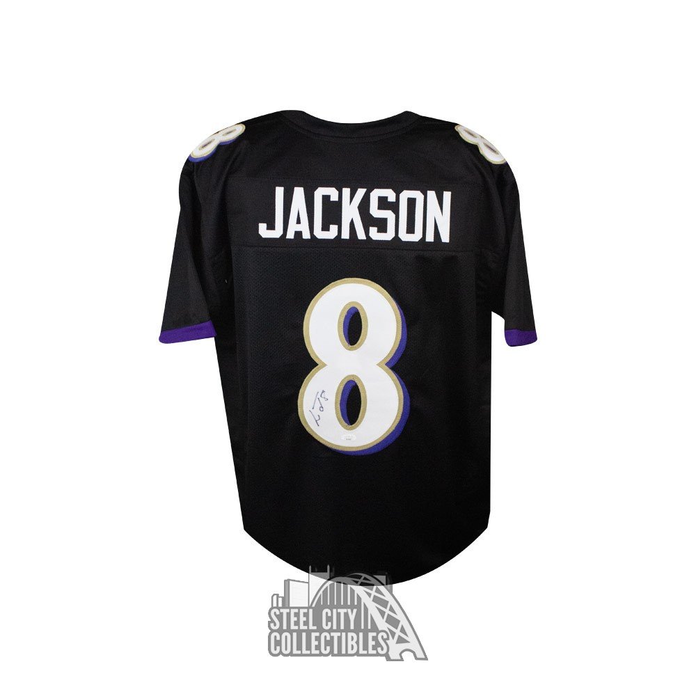 Lamar Jackson Autographed Baltimore Black Custom Football Jersey - JSA COA
