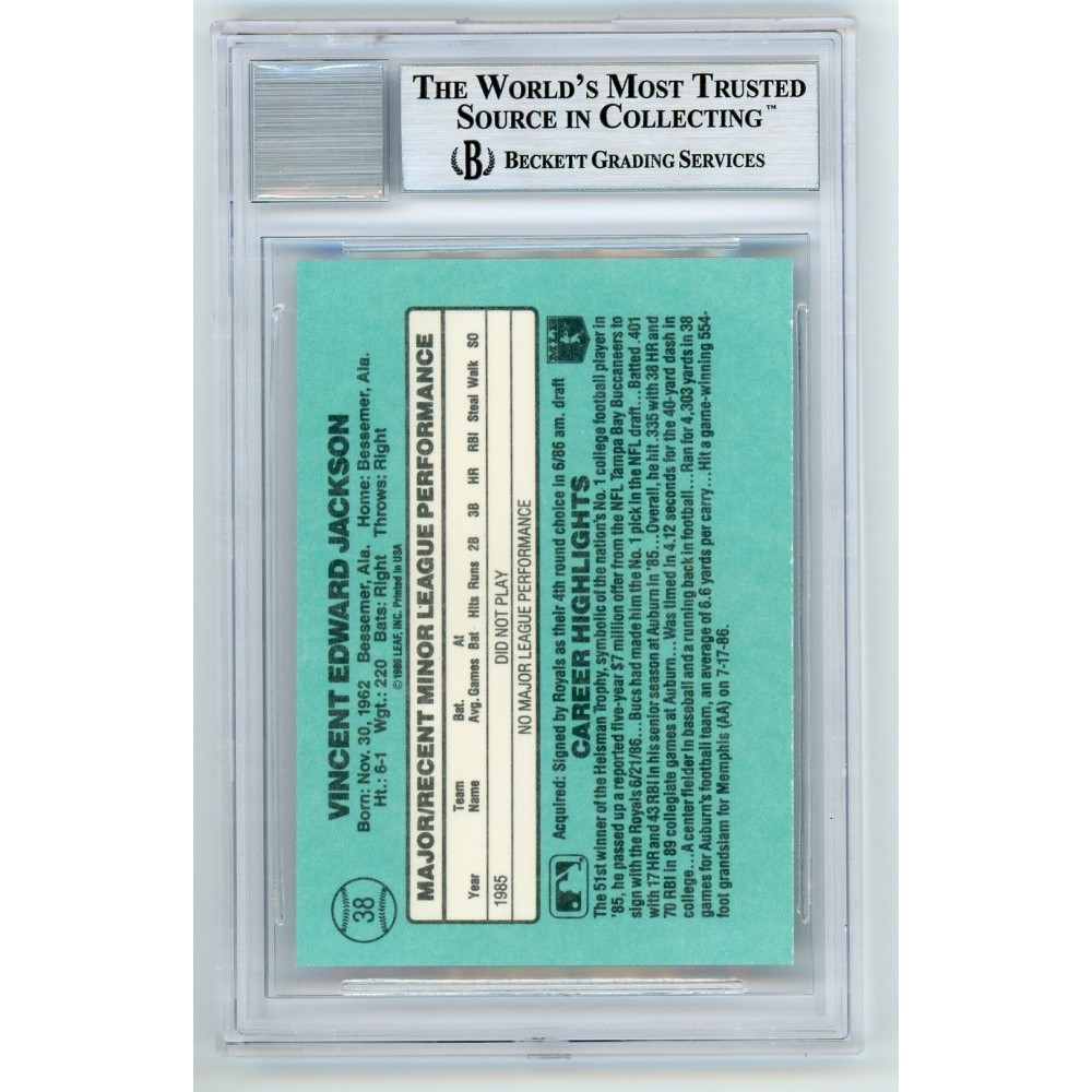 Bo Jackson 1986 Donruss Rookies Autographed Auto Rookie Card RC #38 - BAS  10 | Steel City Collectibles