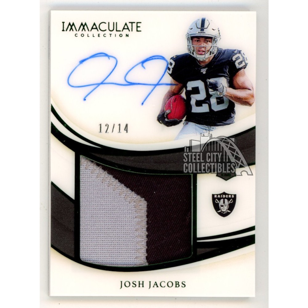 Josh Jacobs 2019 Panini Immaculate Autograph Rookie Patch Card #PP