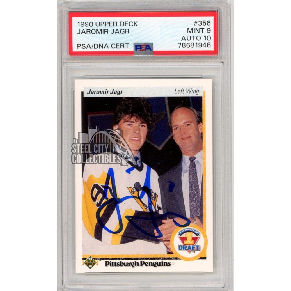 Jaromir Jagr 1990-91 Upper Deck Autograph Rookie Card #356 PSA 9
