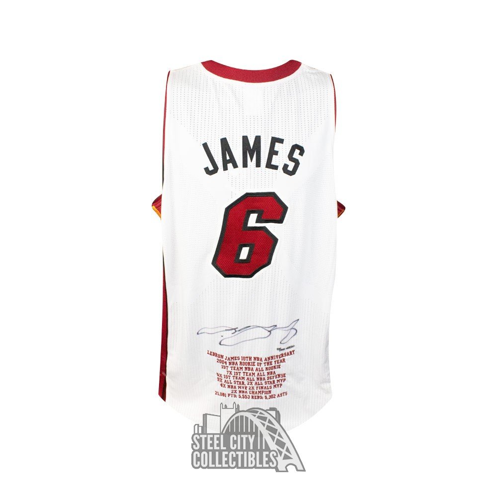 LeBron James Signed Autographed White Stat Jersey Miami Heat /25 UDA