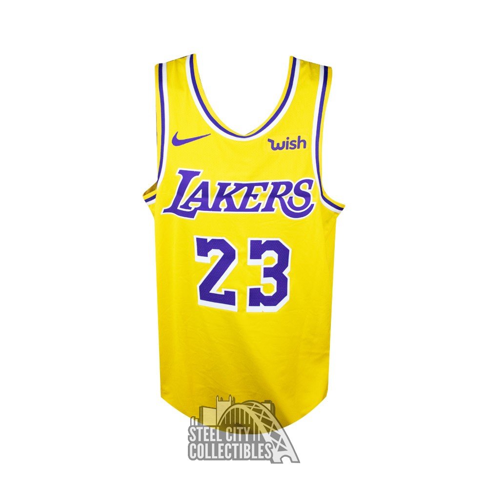 LeBron James Autographed Los Angeles Lakers Gold Authentic Nike Jersey