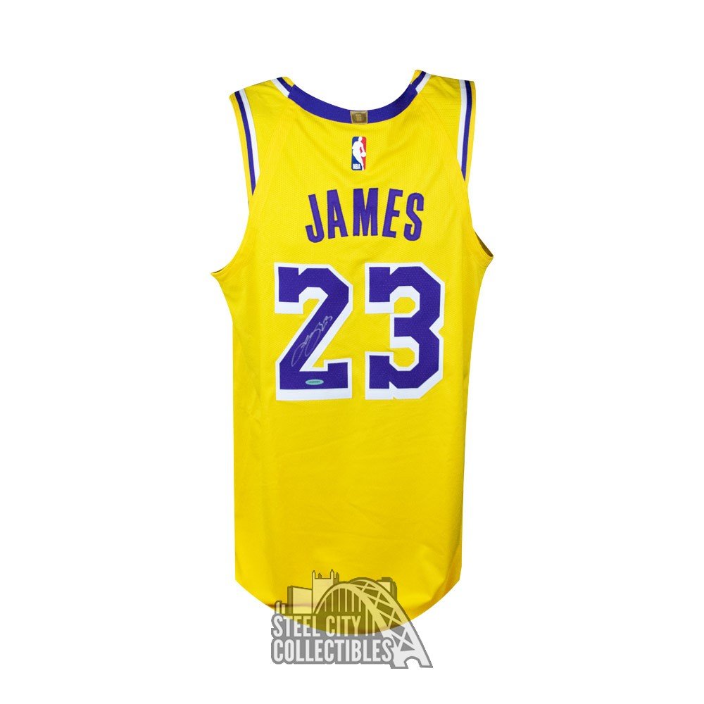 Lebron James Autographed Los Angeles Lakers Basketball Jersey - PSA LOA & UDA COA