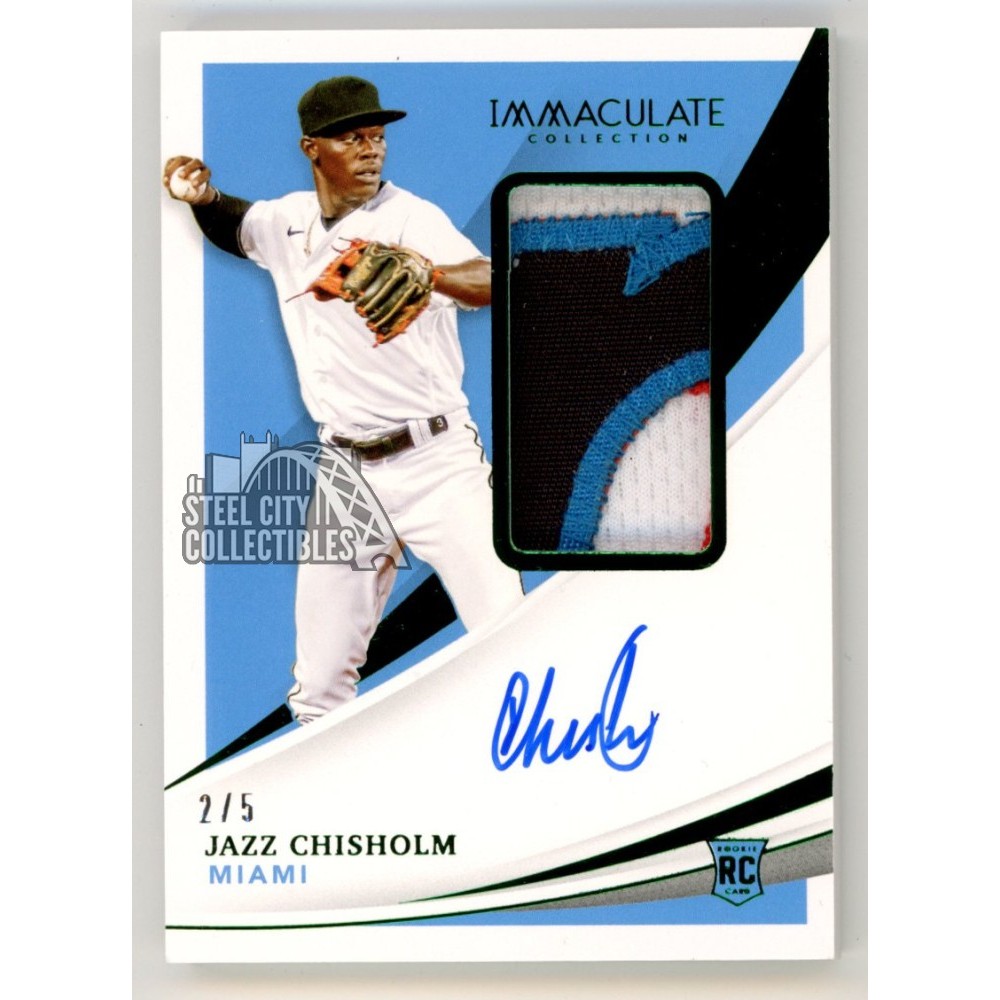 Jazz Chisholm 2021 Panini Immaculate Autograph Rookie Patch Card