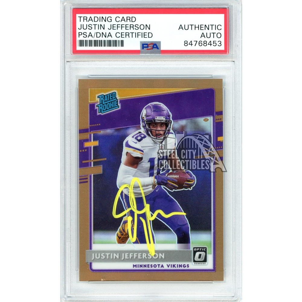 justin jefferson graded rookie card Amazon.com: Justin Jefferson 2020 Select Rookie Card RC #61 – PSA 10 Graded  (Cert #72213635) Gem Mint Authenticated by Powers Sports Memorabilia main image 1