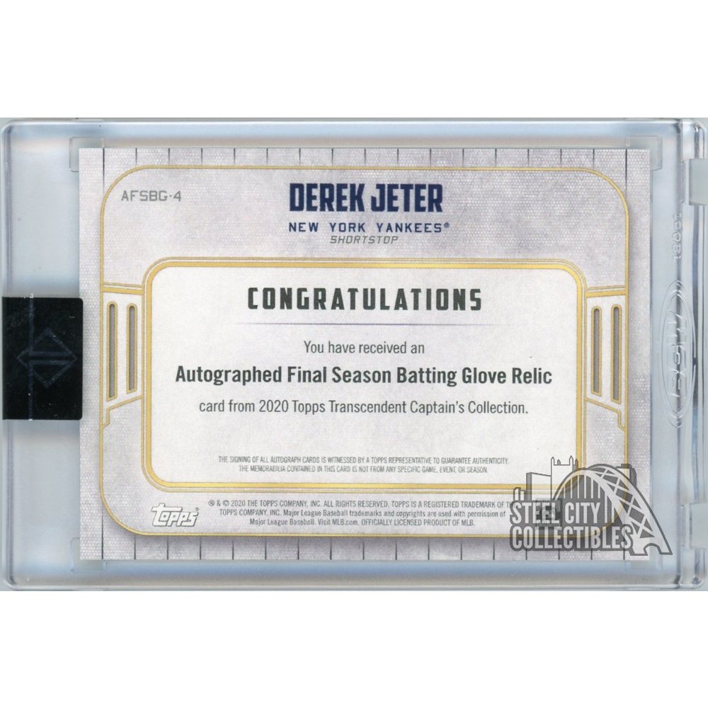Derek Jeter 2020 Topps Transcendent Captain Final Season Glove Patch Autograph 3/3