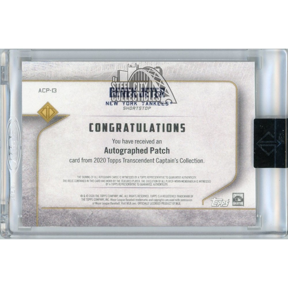 Derek Jeter 2020 Topps Transcendent Captain Final Season Glove Patch Autograph 3/3