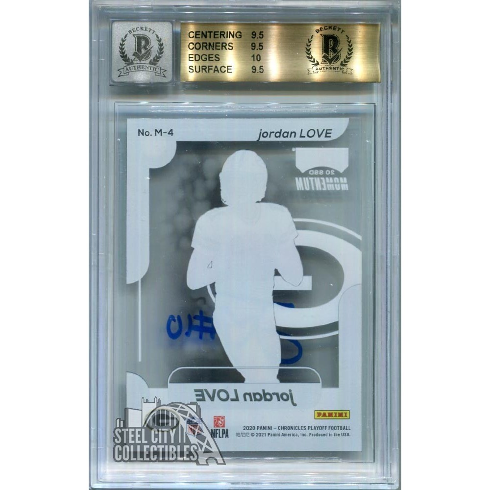 Jordan Love 2020 Panini Chronicles Playoff Momentum Auto RC #M-4 BGS 9.5 BAS 10 | Steel City Collectibles