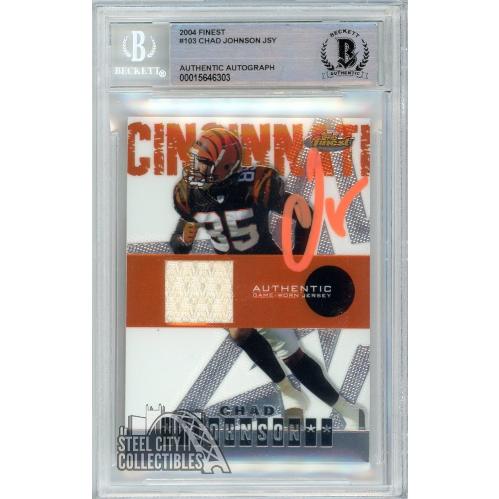 Chad Johnson 2004 Topps Finest Autograph Jersey Card #103 BAS (Orange ...