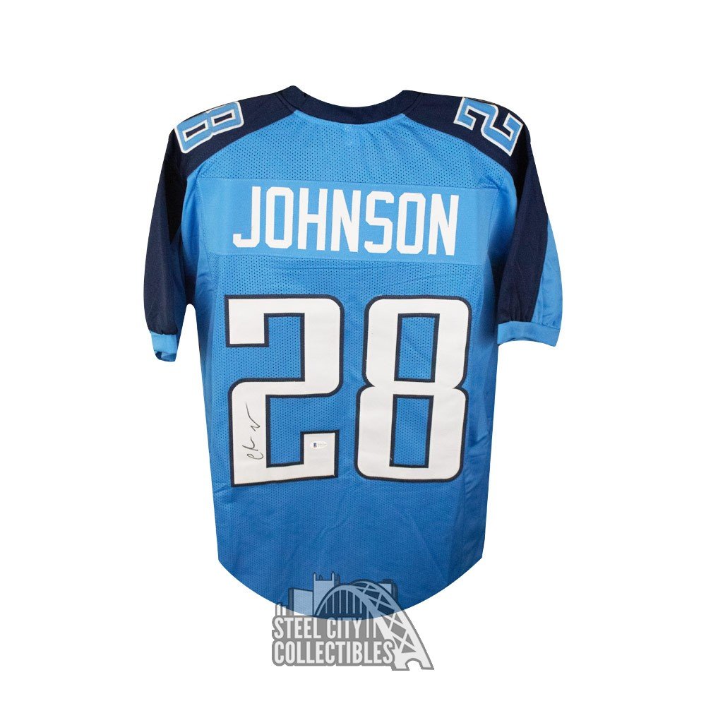 Chris Johnson Autographed Tennessee Titans Custom Blue Football Jersey - BAS COA