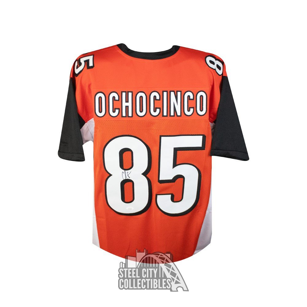 Chad Johnson Ochocinco Autographed Cincinnati Bengals Custom Orange Football Jersey - JSA COA
