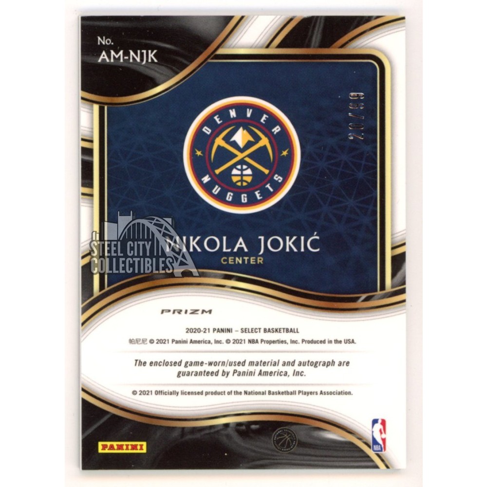 Nikola Jokic 2020-21 Panini Select Purple Autograph Jersey Card