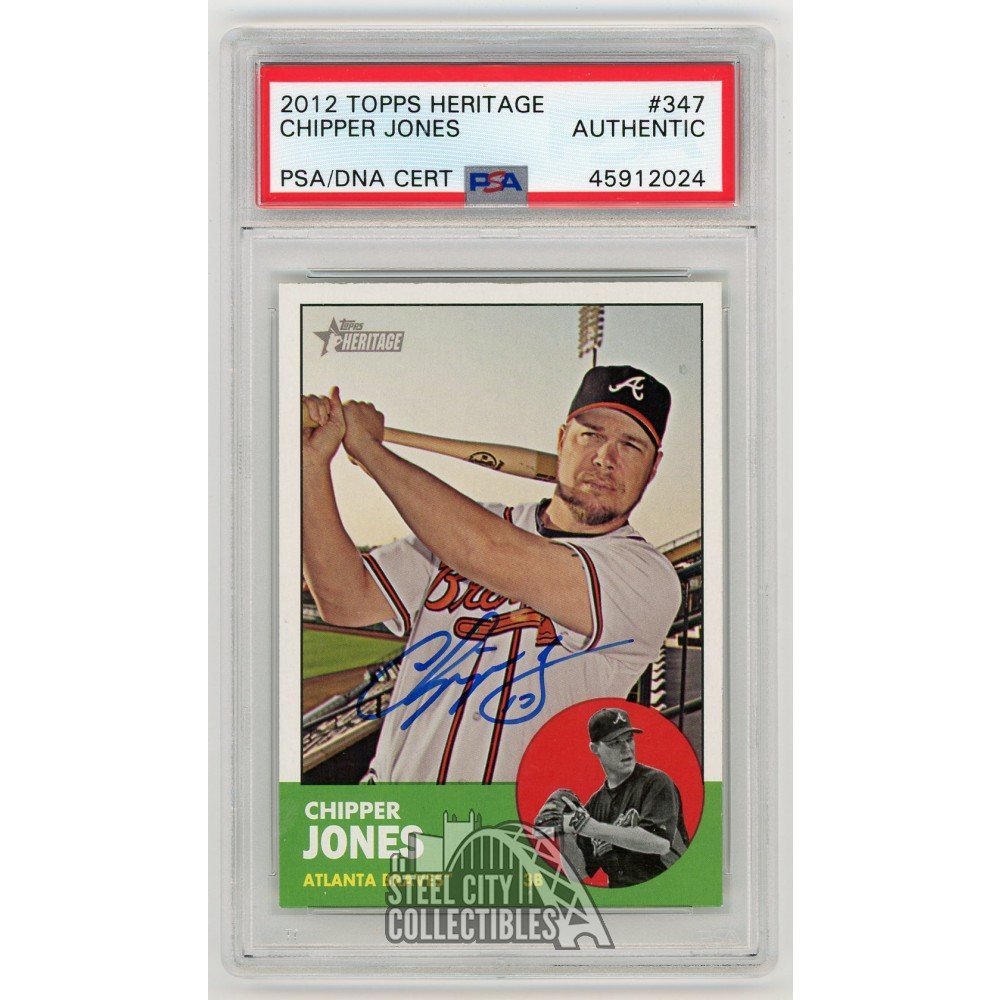 Chipper Jones 2012 Topps Heritage Autographed Card 347 PSA/DNA