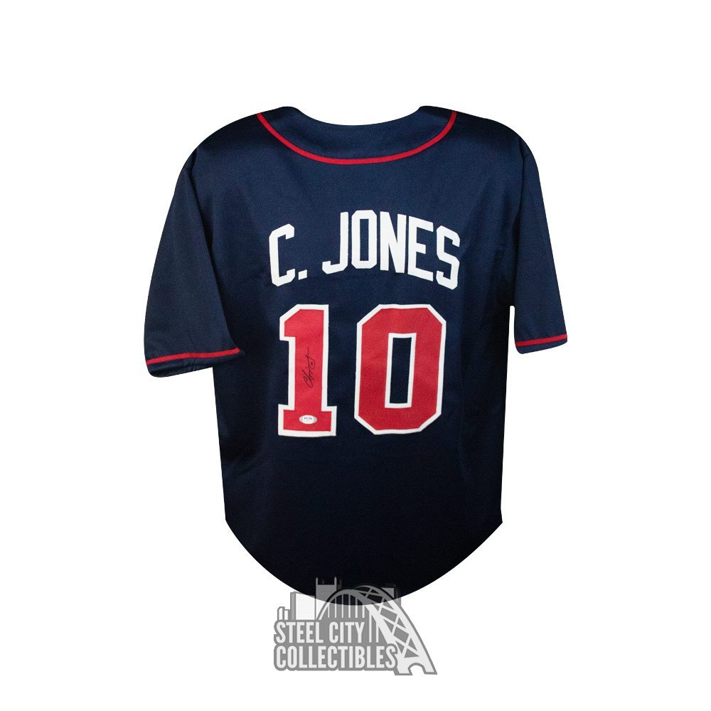 Chipper Jones Autographed Atlanta Custom Baseball Jersey - PSA/DNA COA  (Black Ink)