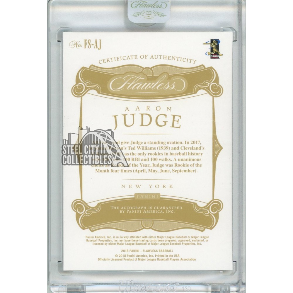 Aaron Judge 2018 Panini Flawless Baseball Signatures Sapphire 