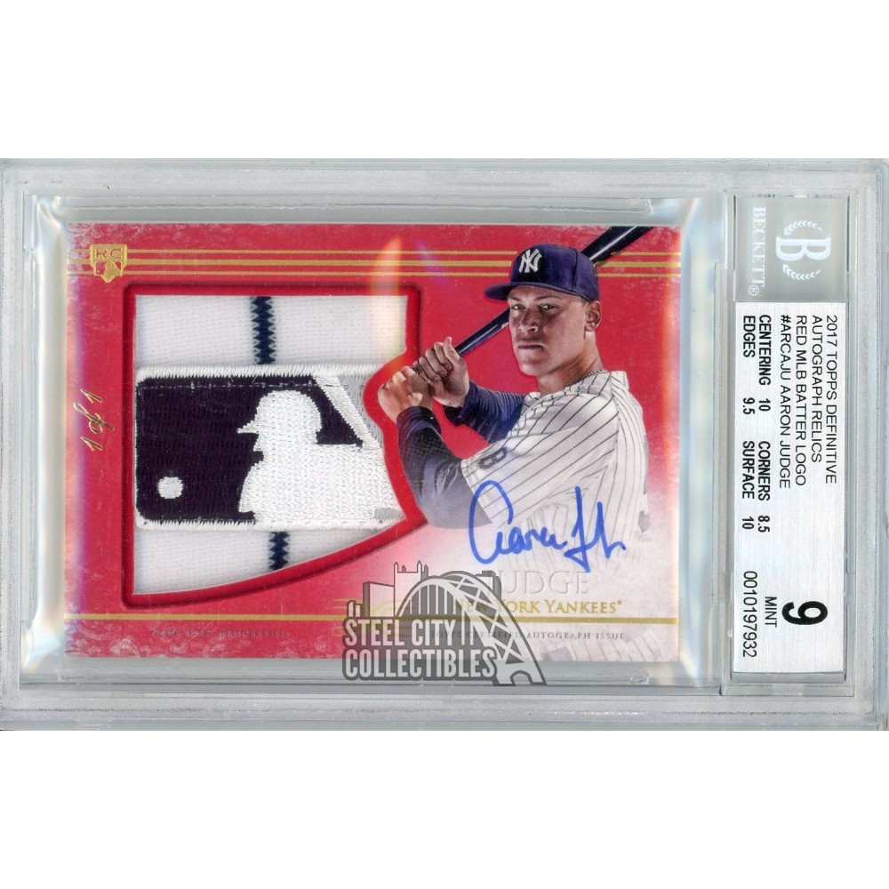 Aaron Judge 2017 Topps Definitive Red Autograph MLB Logo Rookie Card 1/1  BGS 9