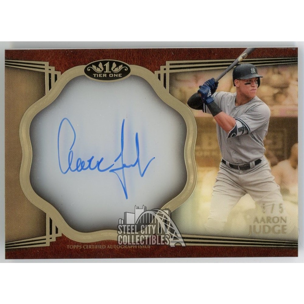 Aaron Judge 2019 Topps Tier One Clear One Baseball Autograph Card 5/5