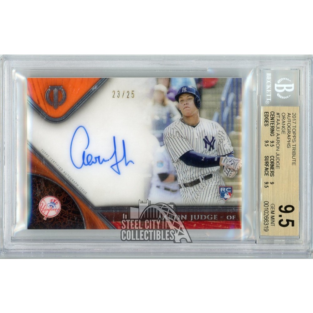 Aaron Judge 2017 Topps Tribute Baseball Orange Autograph Rookie Card 23/25  BSG 9.5