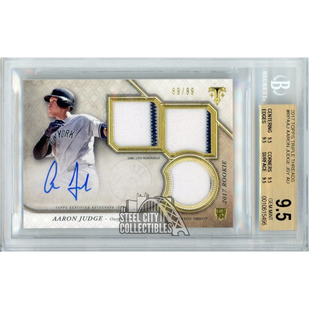 Aaron Judge 2017 Topps Triple Threads Autograph Rookie Jersey Card 89/99  BGS 9.5
