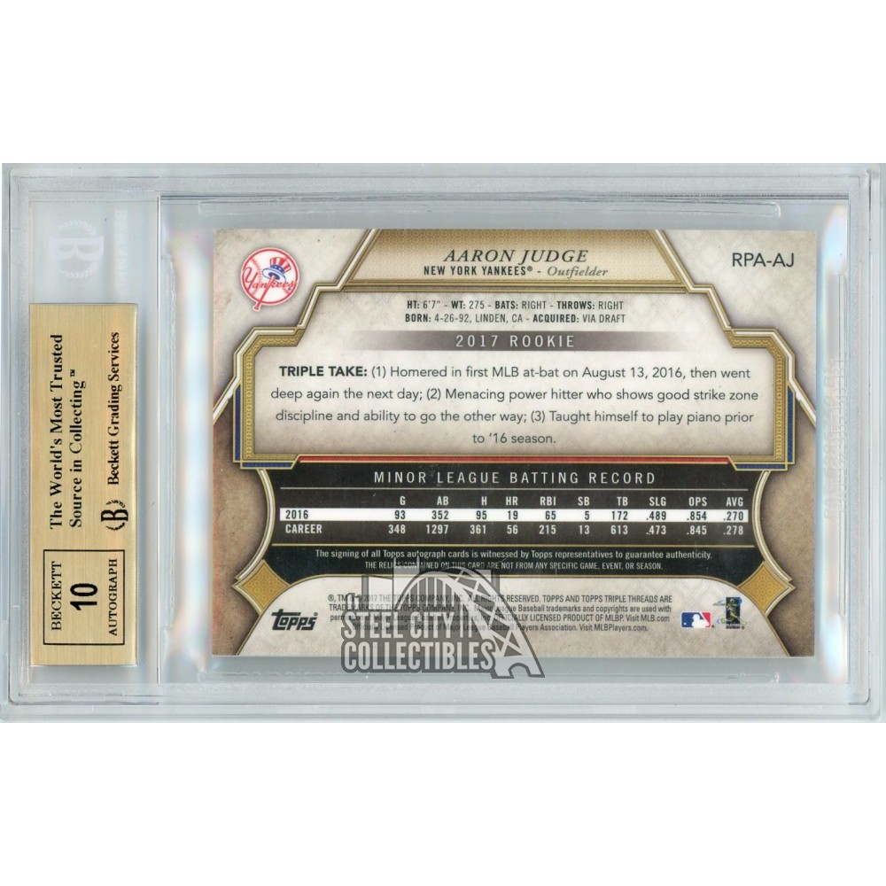 Aaron Judge 2017 Topps Triple Threads Autograph Rookie Jersey Card ショッピング人気商品 MLB2017 TOPPS TRIPLE THREADS 野球/サッカーゲーム