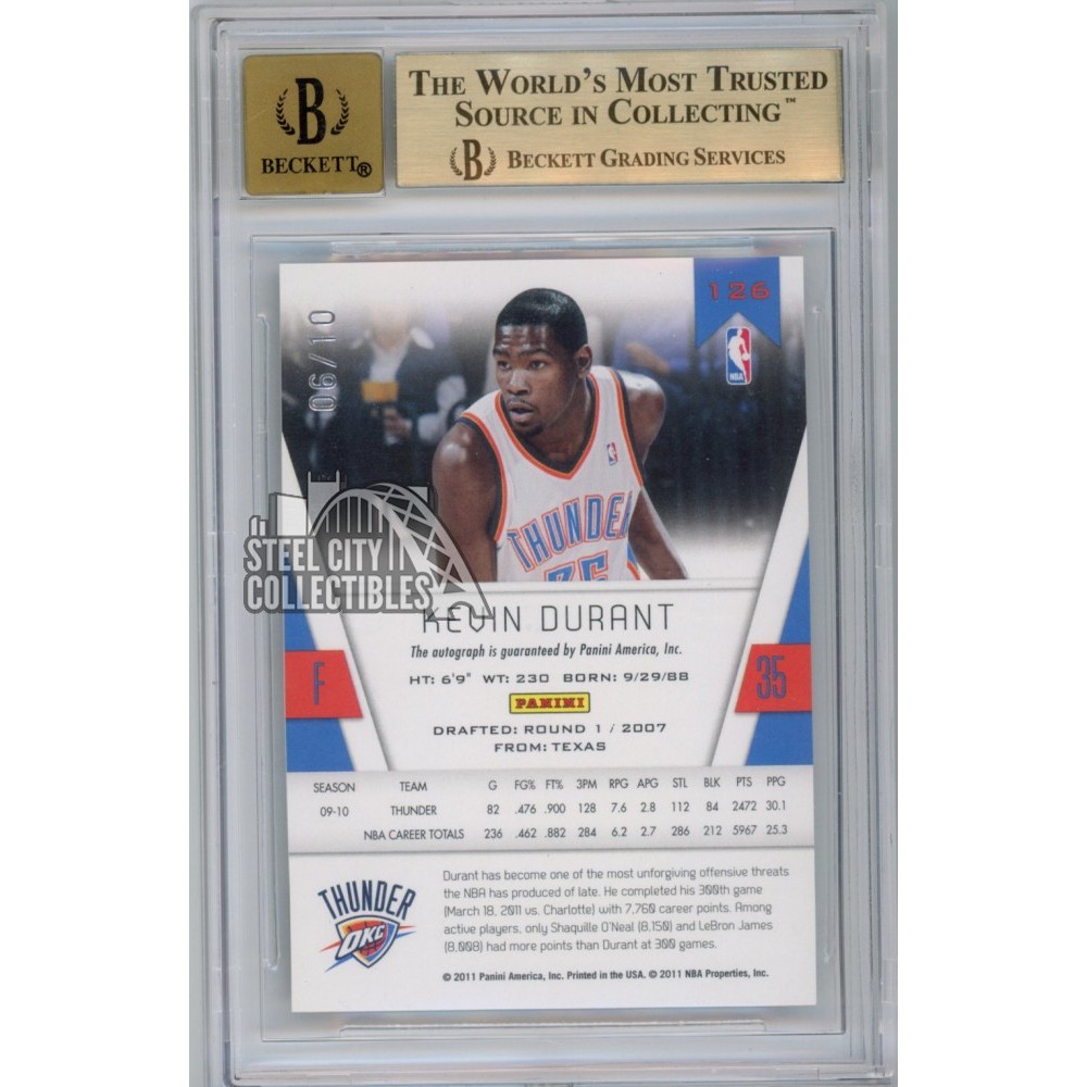 Kevin Durant 2010-11 Totally Certified Gold Autograph Card #126 6