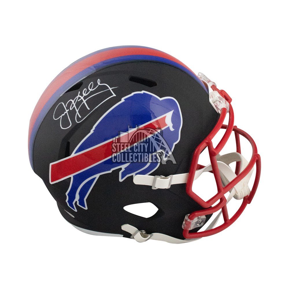 Jim Kelly Autographed Buffalo Bills Flat Black Full-Size Football Helmet -  BAS COA