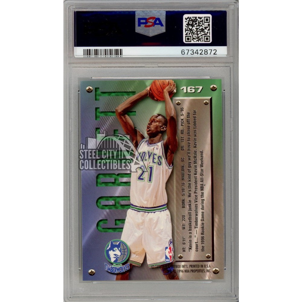 Kevin Garnett 1995-96 Fleer Metal Rookie Card #167 PSA 9 Kevin Garnett 1995-96 Fleer Metal Rookie Card #167 PSA 9