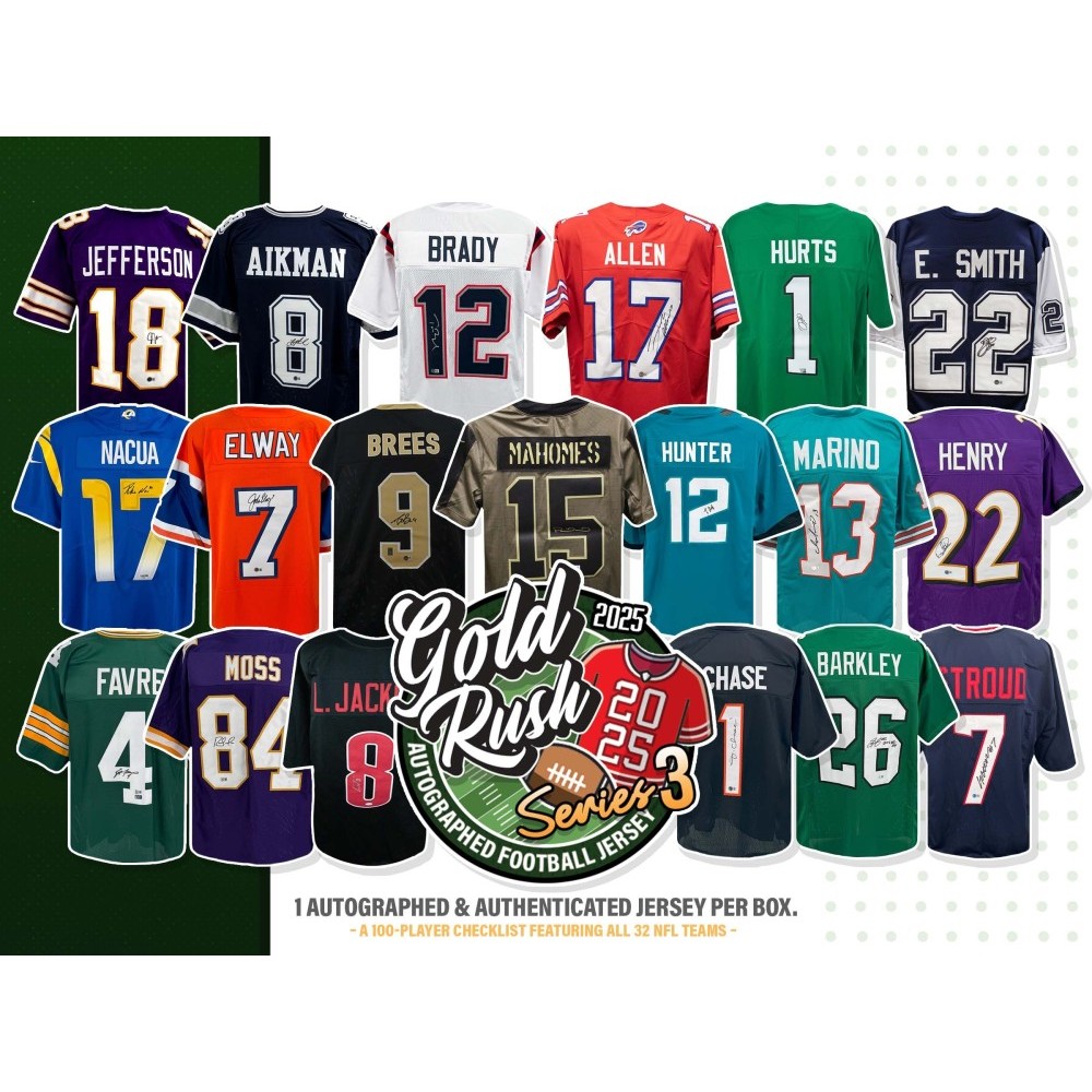 2025 Gold Rush Autographed Football Jersey Series 6-Box Case